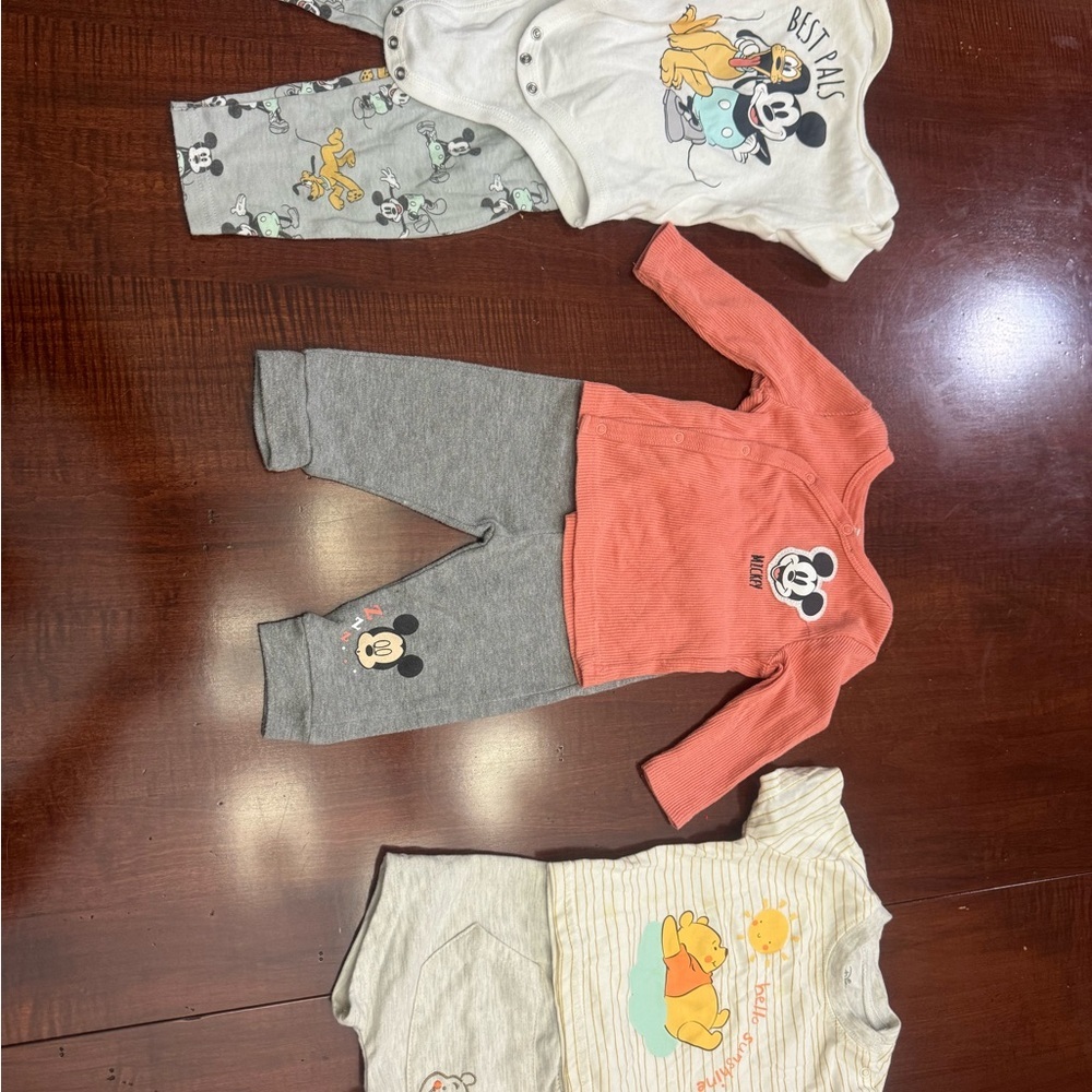 Disney Baby Set with Coral, Gray, and Cream